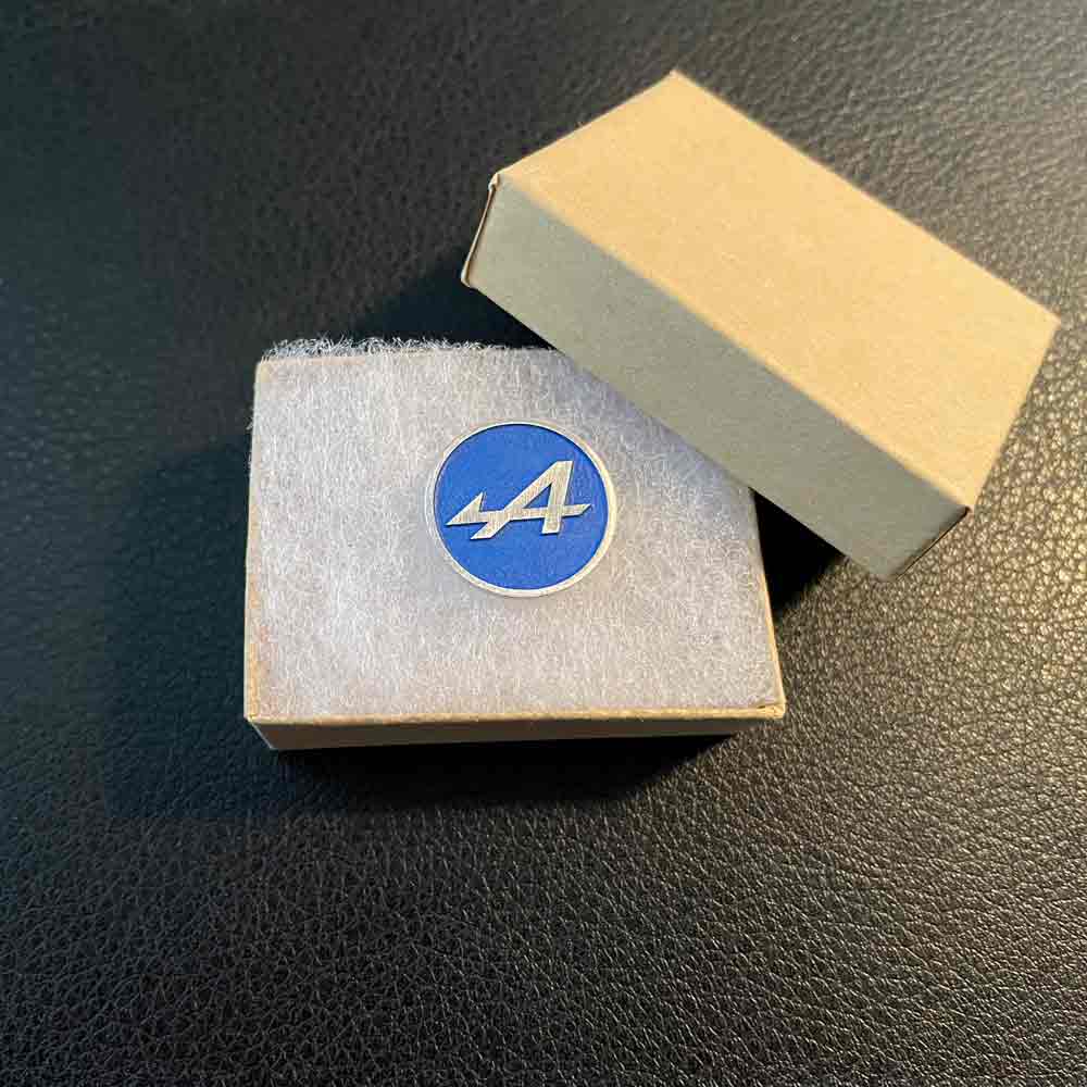 Alpine Metal Pin in Box used for shipping
