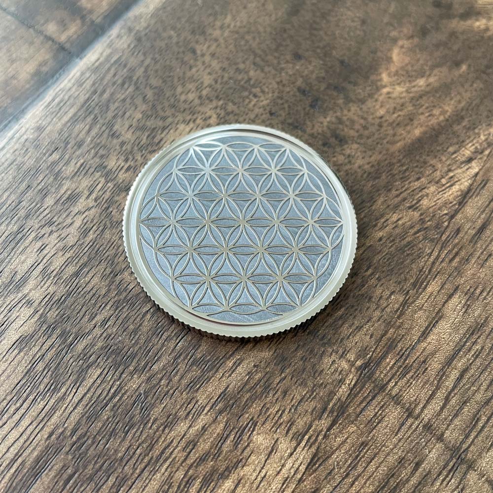 Flower of Life Meditation 40mm Coin Stainless Steel Laser Engraved