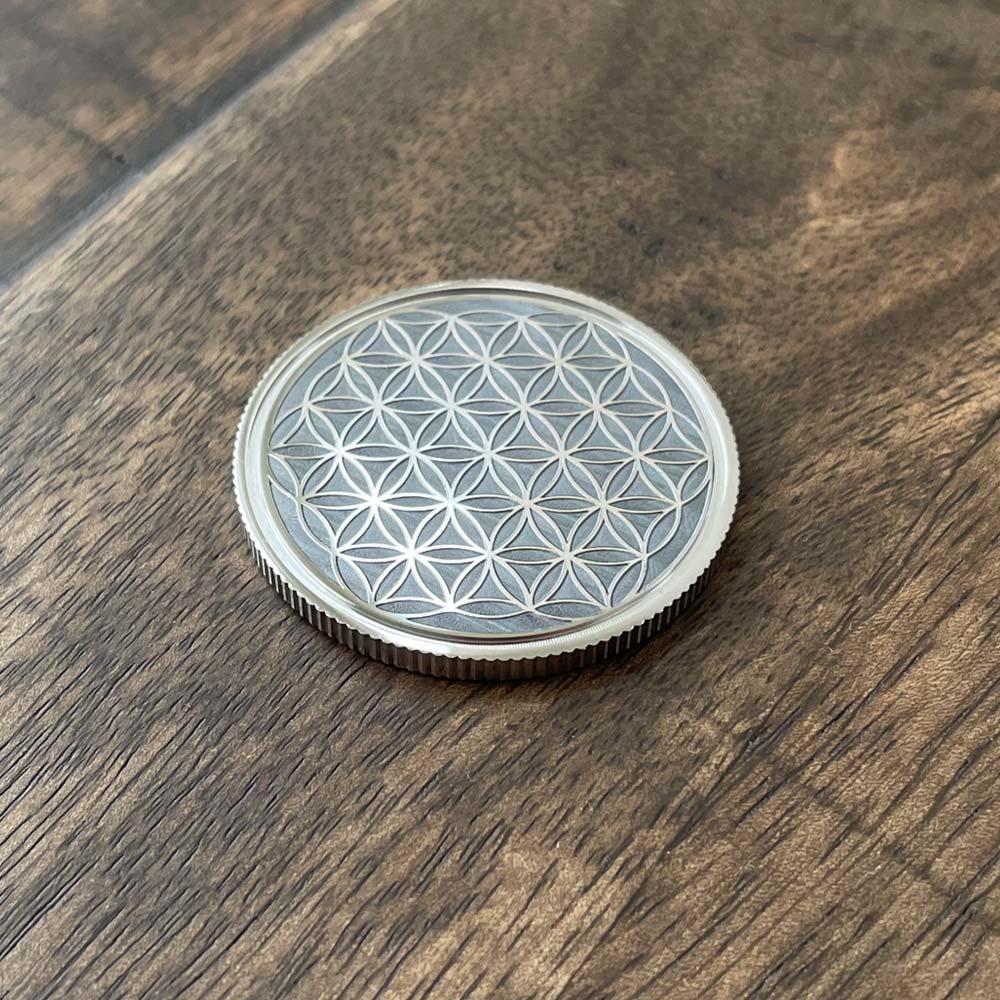 Flower of Life Meditation Coin Stainless Steel Laser Engraved