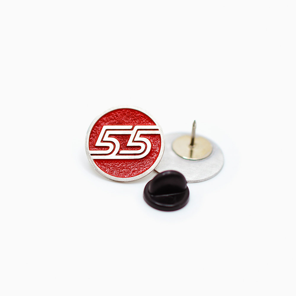 Carlos Sainz Number 55 Red Metal Alloy Pin Front and Back Pin Clasp