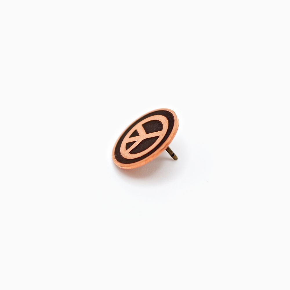 Peace Symbol Copper Pin Side View