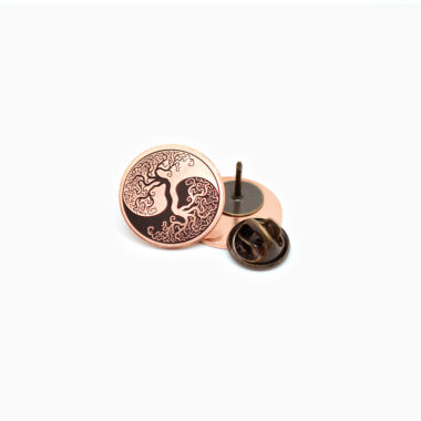Yin Yang Rooted Tree Copper Pin Front and Back Pin Clasp