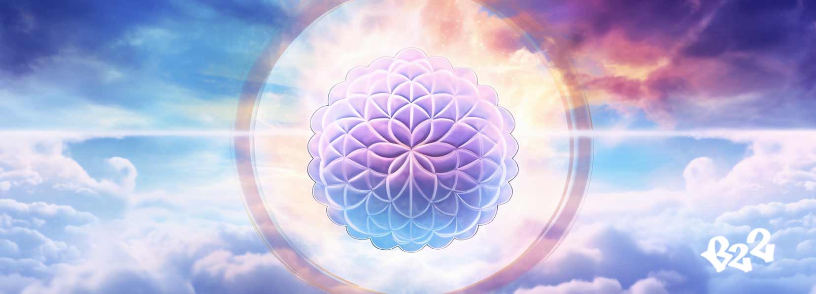 Flower of Life abstract rendering in the clouds ray of light by Brand22.com