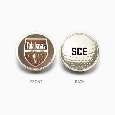 Double Sided Calabasas Country Club Golf Ball Marker Laser Engraved With Your Initials Showing Both Front and Back sides